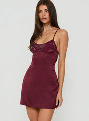 Coralinna Sequin Bust Low Back Mini Dress Cherry