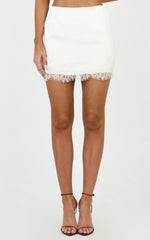 Ava Mini Skirt - Lace Trim Skirt in Cream
