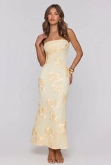Honey Waves Strapless Maxi Dress Yellow