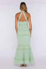Mischief Mode Halter Maxi Dress Green