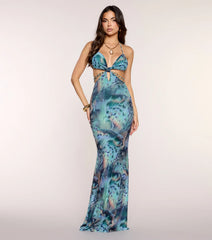 Angelique Abstract Print Mermaid Formal Dress