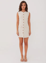 Castello Fiore Linen Mini Dress - Oatmeal