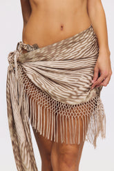 Animal Print Satin Fringed Mini Sarong