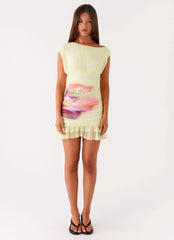 Alinna Mini Dress - Yellow Tropical