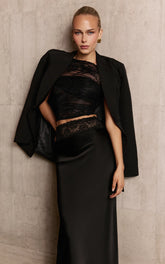 Thalassa Top - Cap Sleeve Off Shoulder Top in Black