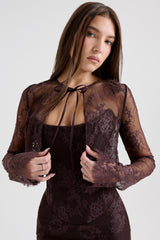 Bitter Chocolate Lace Corset Midi Dress & Bolero