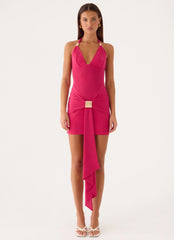 Miyah Halter Hardware Mini Dress - Berry