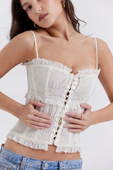 Ivory Sequin Pleat Corset