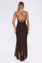 Whispered Dreams Mesh Maxi Dress Brown