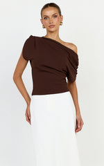 Nalfie Top - Asymmetrical Top in Choc