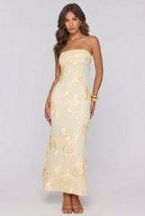 Honey Waves Strapless Maxi Dress Yellow
