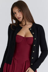 Black Cashmere + Merino Wool Cardigan