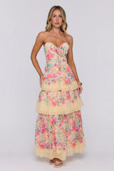 Spark Joy Strapless Maxi Dress Yellow