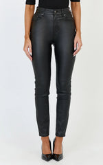 Whinnie Jeans - High Waist Skinny Coated Denim Jeans in Black