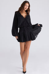 Black Hand Beaded Georgette Mini Dress - Limited Edition