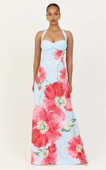 Luciana Maxi Dress - Halter Neck Twist Front Dress in Luciana Floral Print
