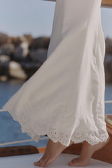 White Broderie Anglaise Cotton Maxi Skirt