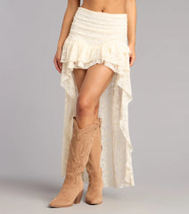 Boho Nights Lace High-Low Skirt