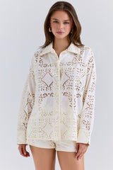 White Cotton Broderie Anglaise Shirt