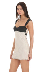 Two Toned Lace Dress in Black and Cream