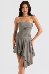 Smoke Gathered Asymmetric Dress