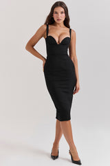 Black Sweetheart Midi Dress