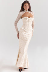 Ivory Metallic Jacquard Corset & Bolero