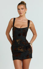 Lyra Mini Dress - Off Shoulder Fitted Dress in Black