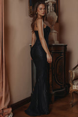 Black Devoré Satin Maxi Gown - Limited Edition