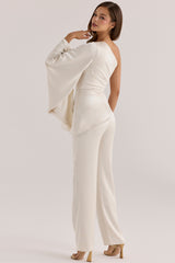 Oyster Satin Relaxed Fit Trousers