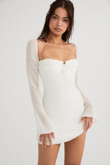 Ivory Chiffon Halter Mini Dress