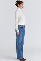Ivory Silk + Wool Roll Neck Sweater