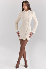 Cream Boucle Tweed Mini Dress