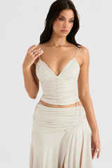 Off White Vegan Leather Corset