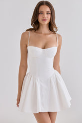 White Cotton Corset Mini Dress
