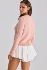 White Cotton Flared Mini Shorts