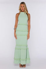 Mischief Mode Halter Maxi Dress Green