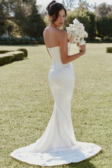 Ivory Strapless Satin Bridal Gown