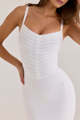 True White V Waist Bandage Mini Dress