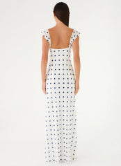 Roma Notte Maxi Dress - Porcelain Blue Polka Dot