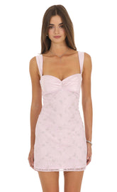Lace Mini Dress in Blush Pink