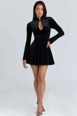Black Velvet Keyhole Mini Dress