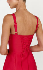 Amalia Mini Dress - Panelled Corset Dress in Red