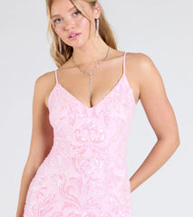 Tarna Lace-Up Bead Sequin Mermaid Formal Dress