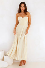 Sunflower Serenity Plisse Maxi Dress Yellow