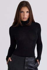 Black High Neck Long Sleeve Bodysuit