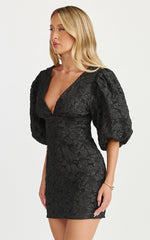 Miley Mini Dress - V Neck Bodycon Dress in Black