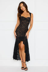 Hour Of Night Lace Midi Dress Black