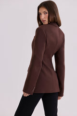 Chocolate Crepe Hourglass Blazer Jacket