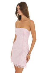 Strapless Lace Dress in Pink